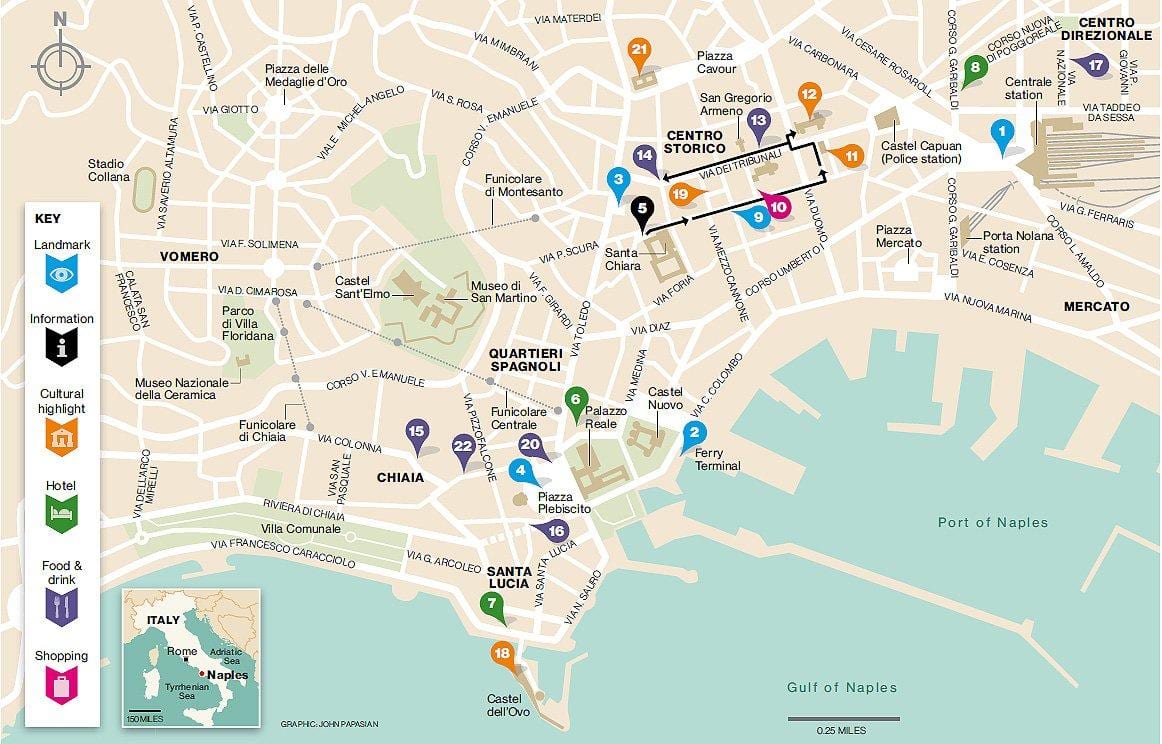 Karte centro storico naples