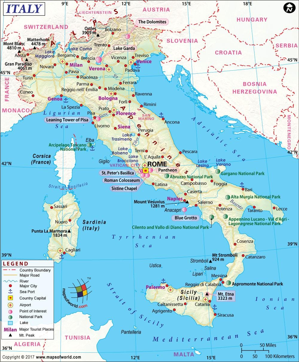 Karte, naples, itālija apkārtnē