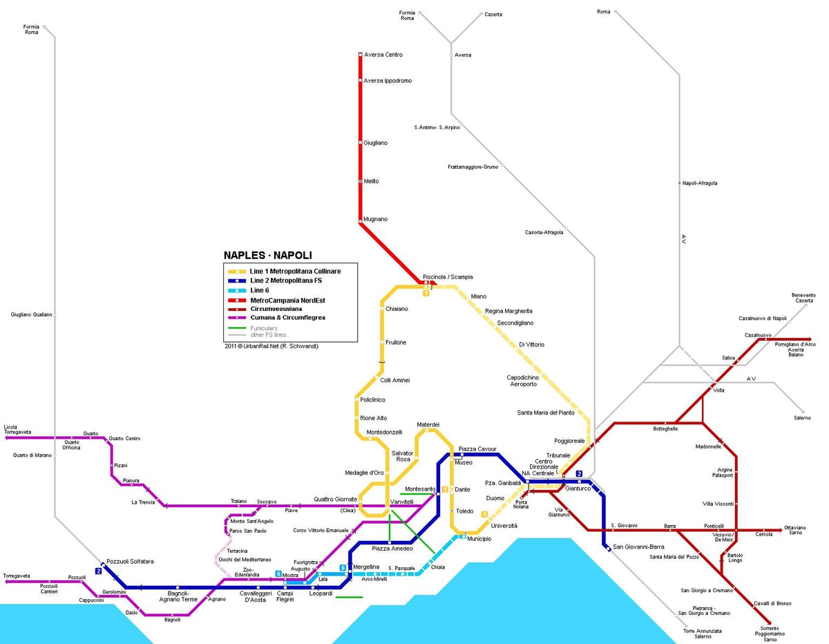 Karte, naples, itālija metro