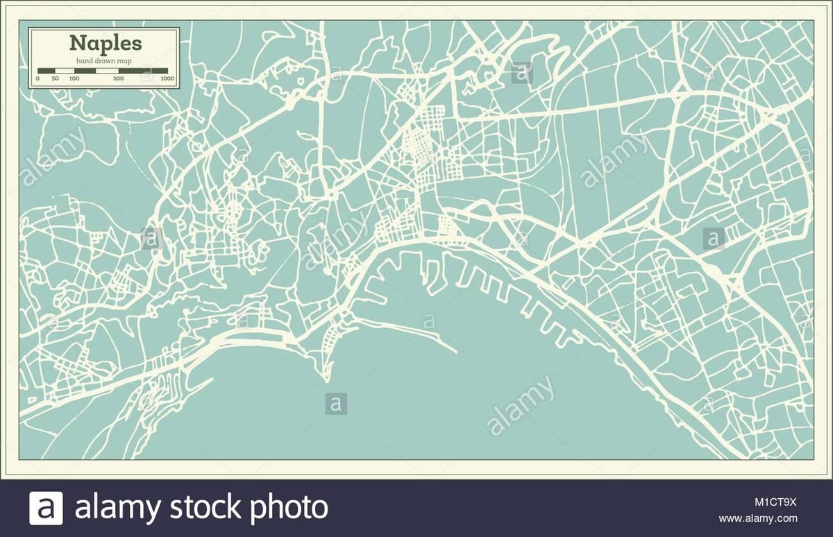 Karte, naples, itālija pilsētas