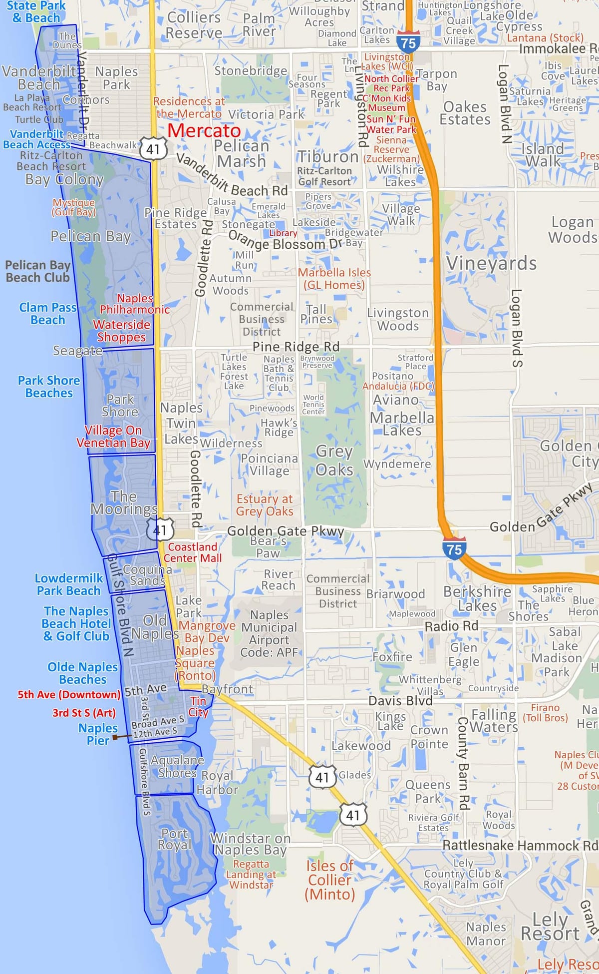 Karte, naples park